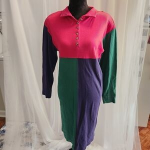 Vintage Color Block Dress S Robert Scott
